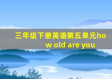 三年级下册英语第五单元how old are you